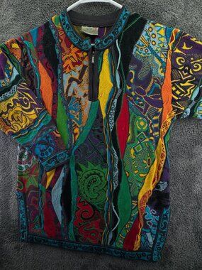 COOGI Australia Cobra Paisley Music Authentic Women Small Cotton 1/4 Zip Sweater